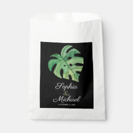 Bolsa De Papel Monstera Tropical Black Boda
