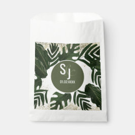 Bolsa De Papel Monstera Tropical Falso Salpicadura de Oro