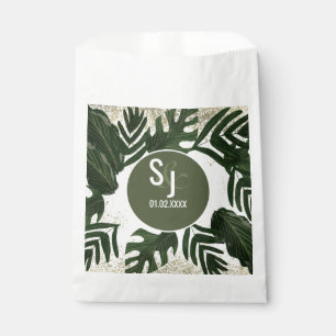Bolsa De Papel Monstera Tropical Falso Salpicadura de Oro