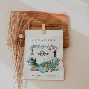 Bolsa De Papel Montaña Rustica Forestal   Escudo Boda de acampada