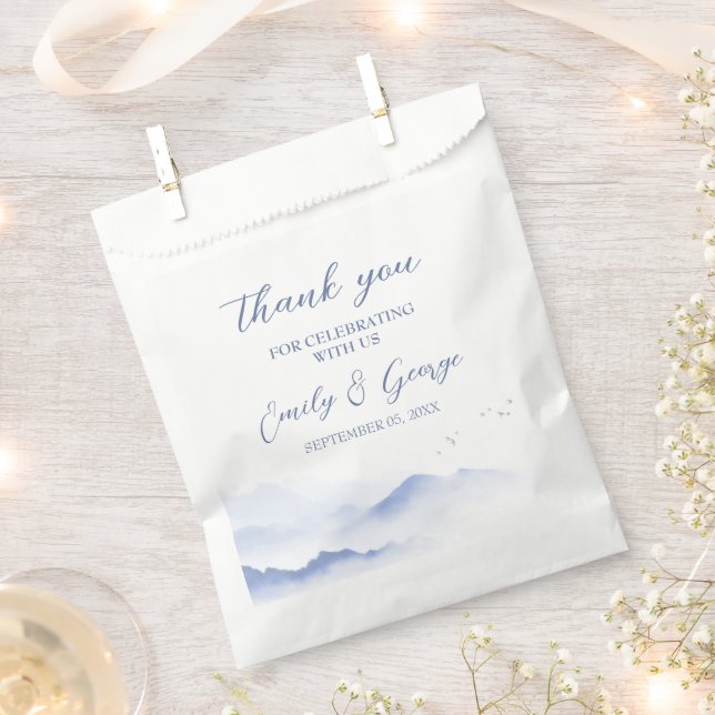 Bolsa De Papel Montañas azules y bodas de aves (Cortado)