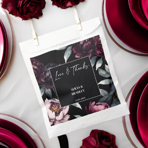 Bolsa De Papel Moody burgundy flor oscuro boda elegante