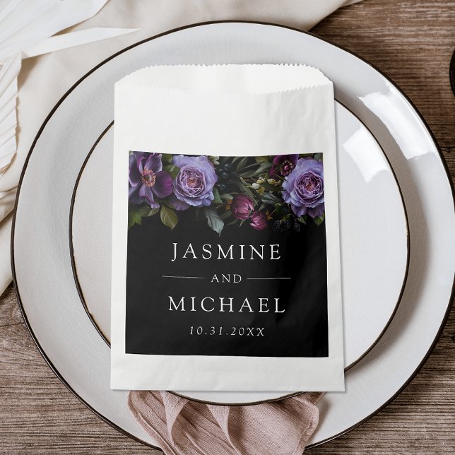 Bolsa De Papel Moody Gothic Purple Floral Boda (Subido por el creador)