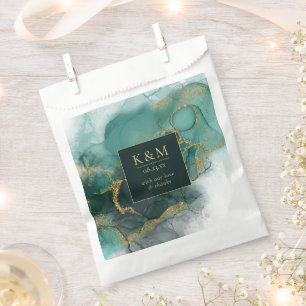 Bolsa De Papel Moody Ink Emerald Gold Abstract ID988