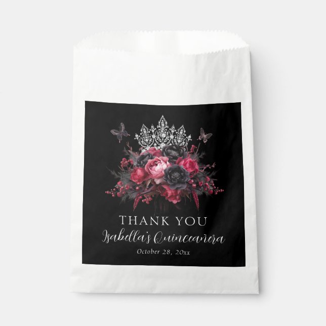 Bolsa De Papel Moody Quinceañera rosa gótico, rojo y negro (Anverso)