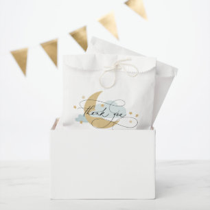 Bolsa De Papel Moon and Stars Blue Script Baby Shower Gracias C