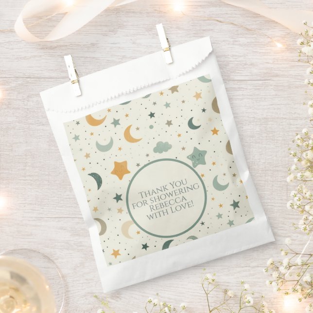 Bolsa De Papel Moon and Stars Boho Baby Adoption Shower (Cortado)