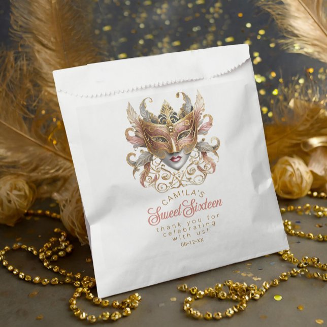 Bolsa De Papel Motif de mascarada dulce 16 ID de oro Rosa1032 (Subido por el creador)