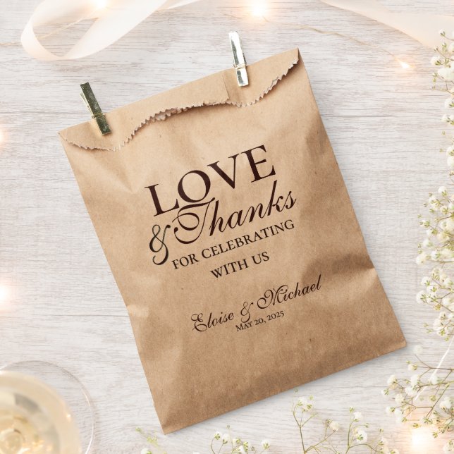Bolsa De Papel Mousse Brown “Love and Thanks” Wedding  (Cortado)