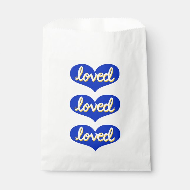 Bolsa De Papel MUCHO AMADO - corazones azules de amor (Anverso)