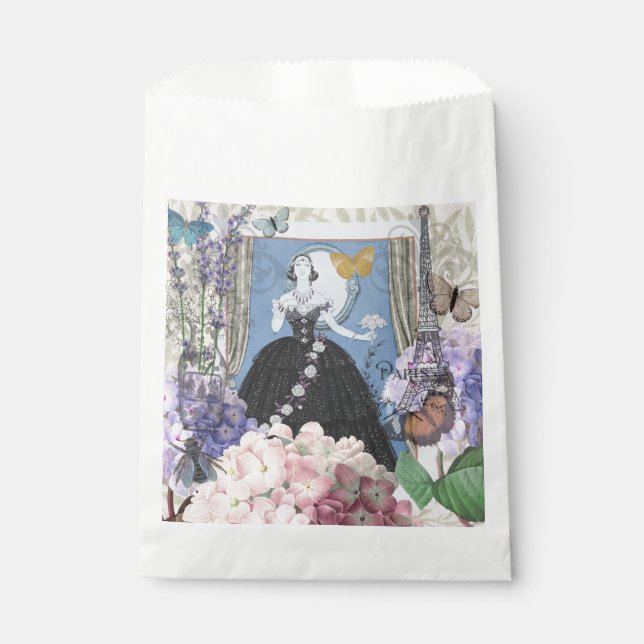 Bolsa De Papel Mujer elegante azul vestido floral elegante (Anverso)