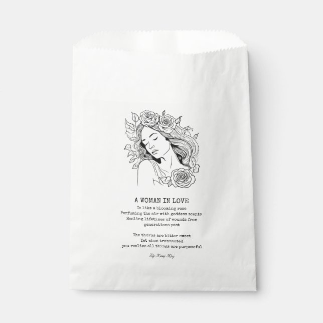 Bolsa De Papel Mujer pacífica, rosa blanca y negra (Anverso)