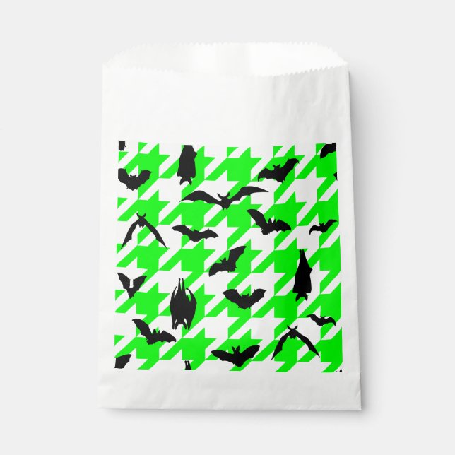 Bolsa De Papel murciélagos negros de houndstoth halloween (Anverso)