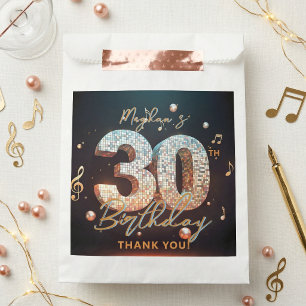 Bolsa De Papel Música Retro Bola de Discoteca Cumpleaños 30 Agrad