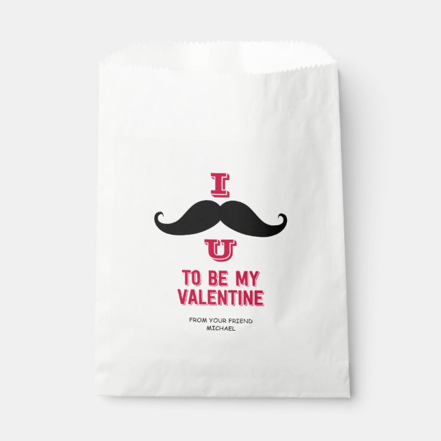 Bolsa De Papel Mustache Kids Classroom Valentine Favor Bag (Anverso)