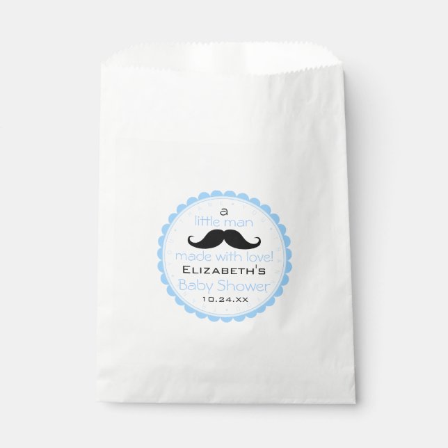 Bolsa De Papel Mustache Little Man Baby Shower Guest (Anverso)