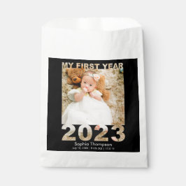 Bolsa De Papel My First Year 2023 Modern Cutout Baby Photo Black