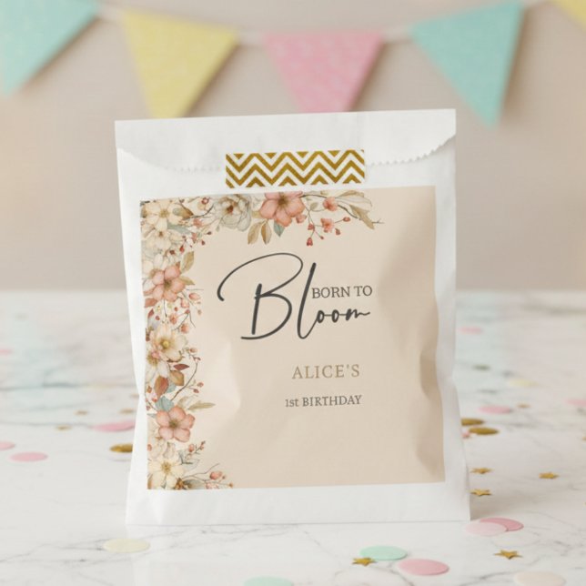 Bolsa De Papel Nacido para florecer flores de boho silvestre niño (Subido por el creador)