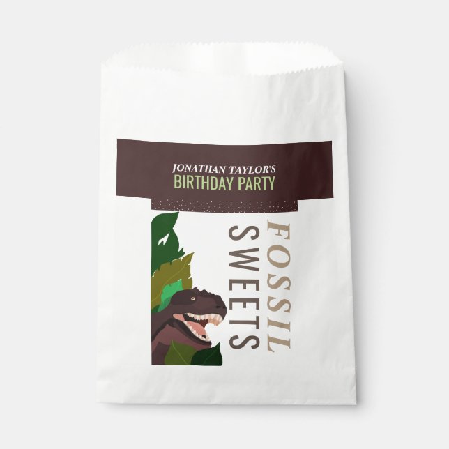 Bolsa De Papel Nacimiento de los niños Fiestas de dinosaurios T R (Anverso)