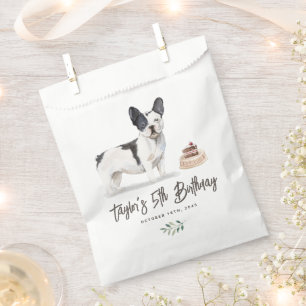Bolsa De Papel Nacimiento del Bulldog francés de color blanco y n