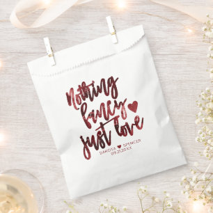 Bolsa De Papel Nada Fancy Just Love   Boda Rojo Crimson Oscuro