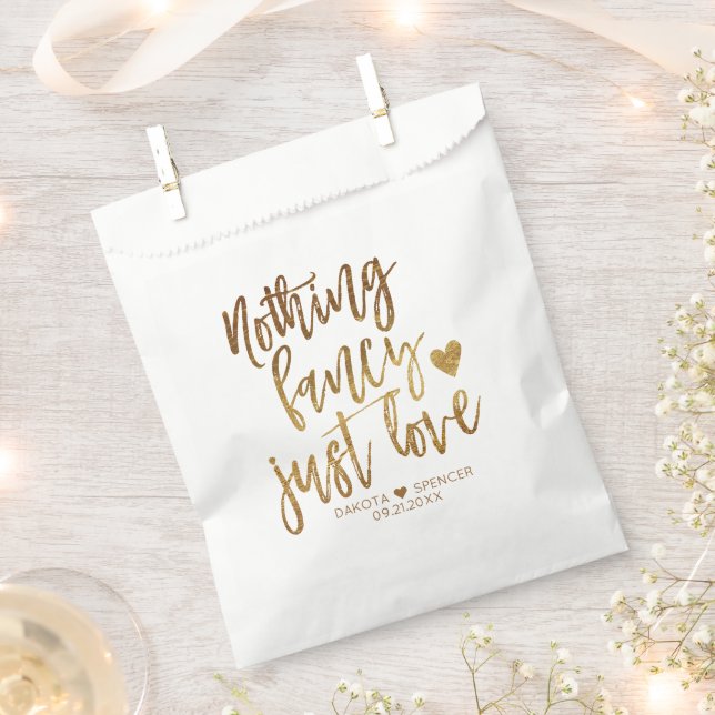 Bolsa De Papel Nada Fancy Just Love | MicroBoda Gold Heart (Cortado)