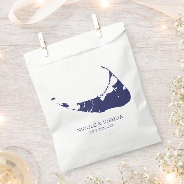 Bolsa De Papel Nantucket Island Boda Nantucket Navy (Cortado)