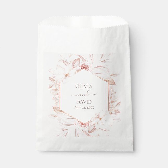 Bolsa De Papel Napkins Boda Boho Beige y Roses Rosa (Anverso)