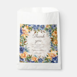 Bolsa De Papel Naranja azul otoño Boda floral otoño
