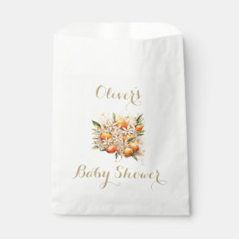 Bolsa De Papel Naranja Baby Shower Género Cítrico Neutral