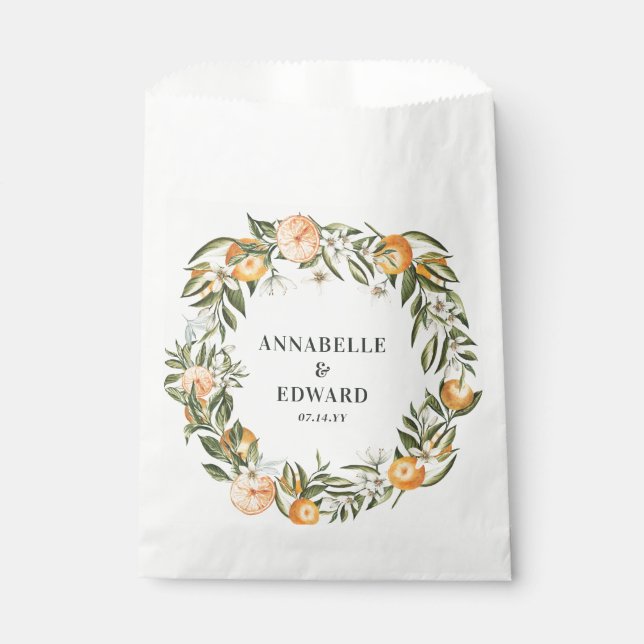 Bolsa De Papel naranja cítrico boda botánico gracias favor (Anverso)