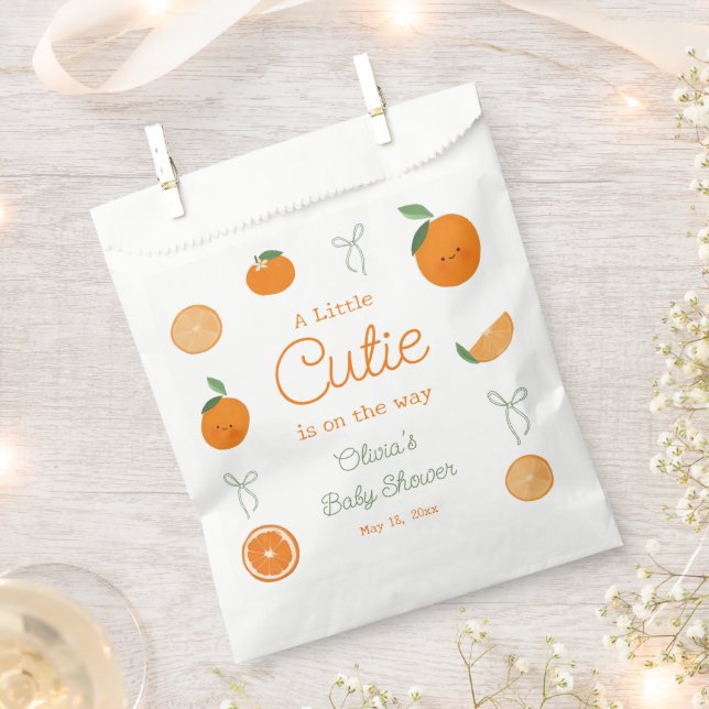 Bolsa De Papel Naranja Citrus Un Poco Cutie Baby Shower (Cortado)