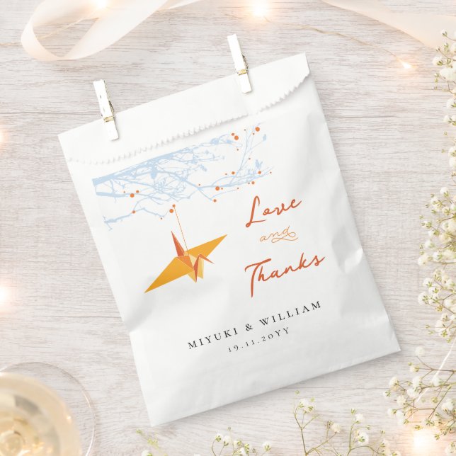 Bolsa De Papel Naranja colgante Origami Paper Crane Boda asiático (Cortado)