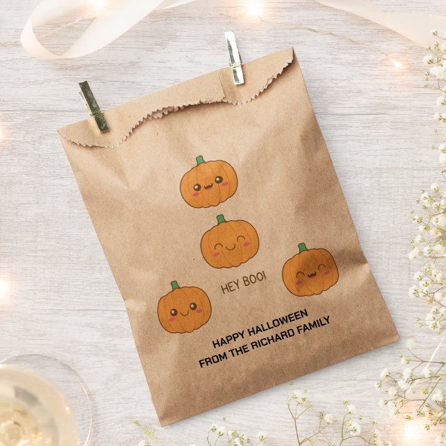 Bolsa De Papel Naranja Cute Halloween | Moderno Candy Elegante (Cortado)
