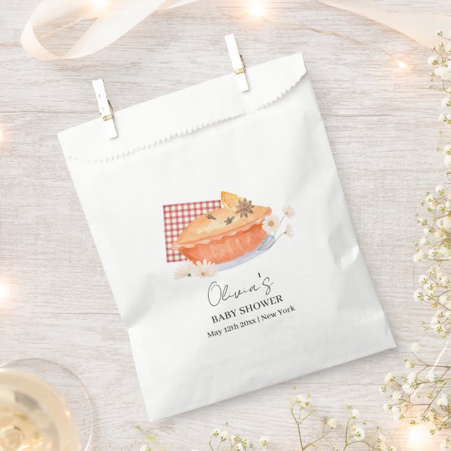 Bolsa De Papel Naranja Cutie Pie Flower Fall Baby Shower (Cortado)