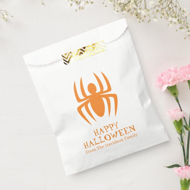 Bolsa De Papel Naranja de araña de Halloween personalizado espelu (Sellado)