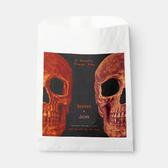 Bolsa De Papel Naranja de cráneo gótico Halloween negro Gracias (Anverso)