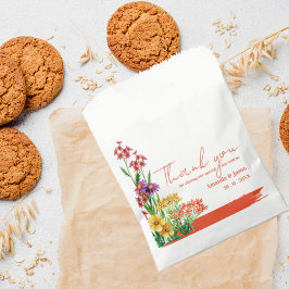 Bolsa De Papel Naranja de flores silvestres Partido de la Boda Fl