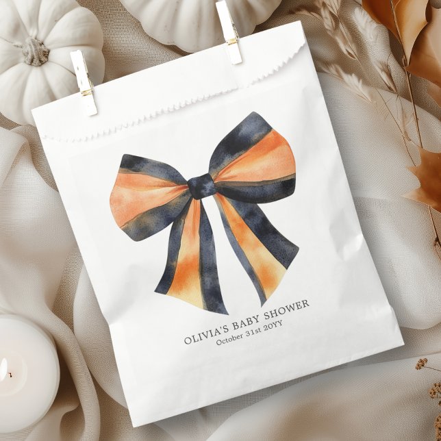 Bolsa De Papel Naranja de Halloween Black Coquette Bow Baby Showe (Subido por el creador)