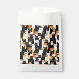 Bolsa De Papel Naranja de Halloween Gatos blancos negros