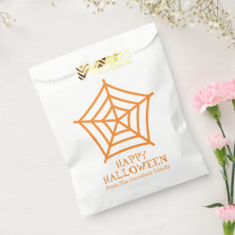 Bolsa De Papel Naranja de telaraña de Halloween personalizado bla