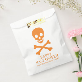 Bolsa De Papel Naranja del cráneo de Halloween personalizado blan