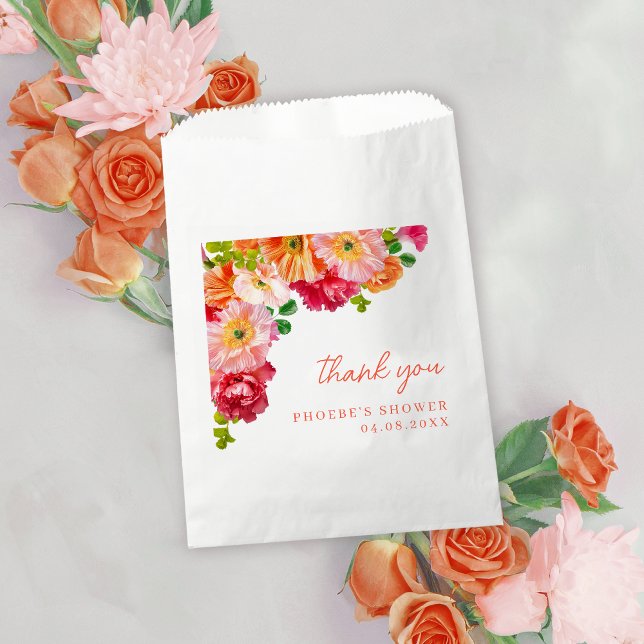 Bolsa De Papel Naranja dulce y ducha de novia floral rosa brillan (Subido por el creador)