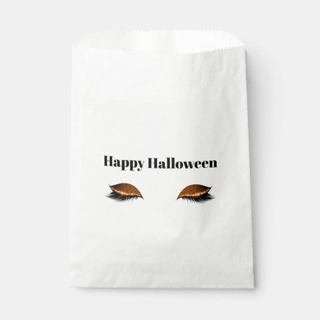 Bolsa De Papel Naranja Glitzy Eyes de Halloween (Anverso)
