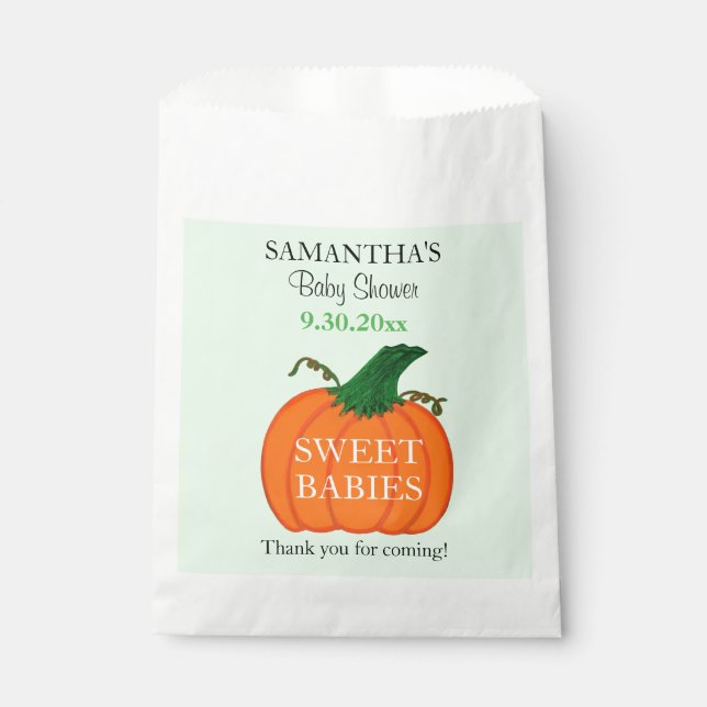 Bolsa De Papel Naranja lindo calabaza Baby Shower favoritos (Anverso)