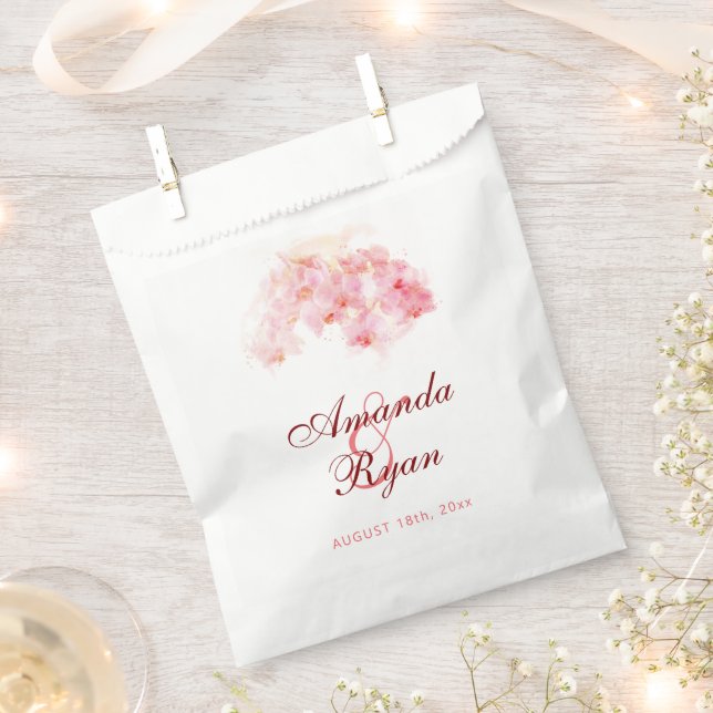 Bolsa De Papel Naranja Orquídea Acuarela Flor Boda Floral (Cortado)