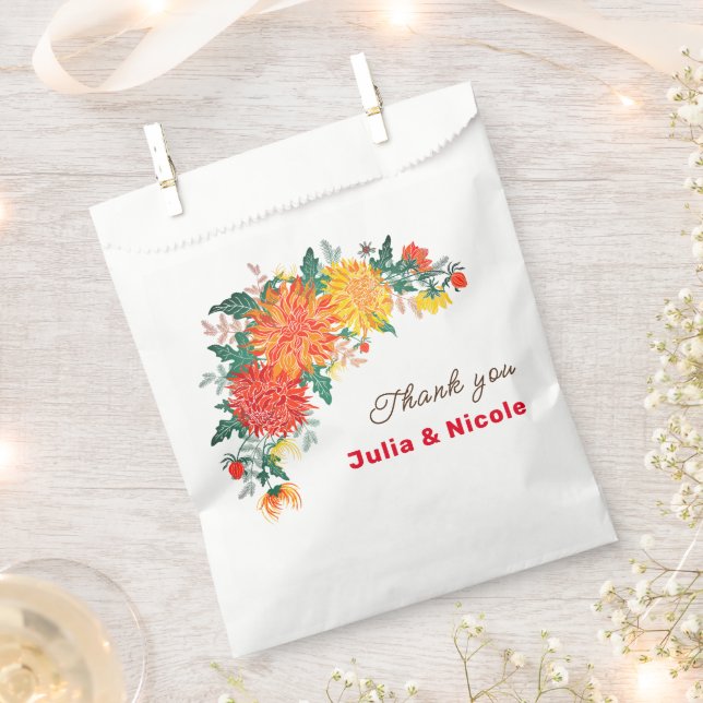 Bolsa De Papel Naranja Pastel Primavera Amarilla Dahlia Boda (Cortado)