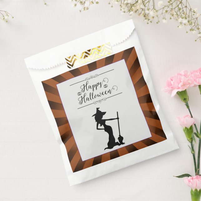 Bolsa De Papel Naranja Starburst Witch Halloween (Sellado)