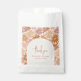 Bolsa De Papel Naranja y color rosa retro Floral Groovy Baby Show