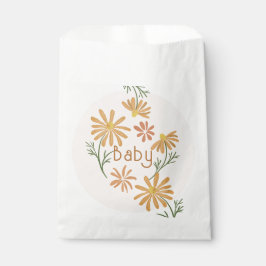 Bolsa De Papel Naranja y Yellow Daisies Baby Shower